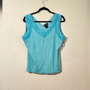 Style&Co Woman Blouse Womens 1X Sleeveless V-Neck Lace Y2K Stretch Pullover Top